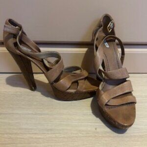 Vintage Miu Miu platform cork and leather heels - size 41/10/11